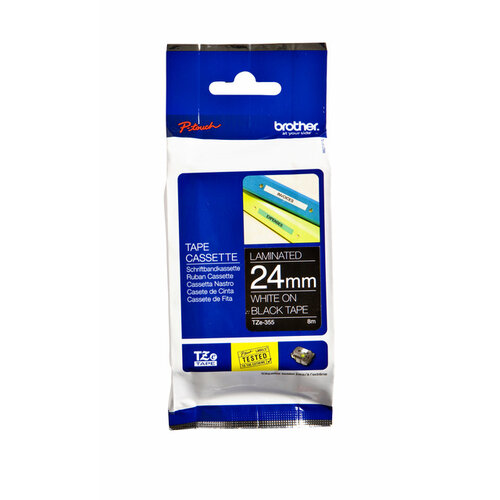 Brother Labeltape Brother P-touch TZE-355 24mm wit op zwart