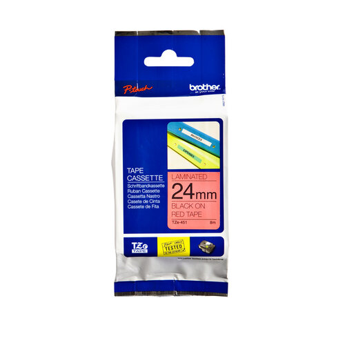 Brother Labeltape Brother P-touch TZE-451 24mm zwart op rood