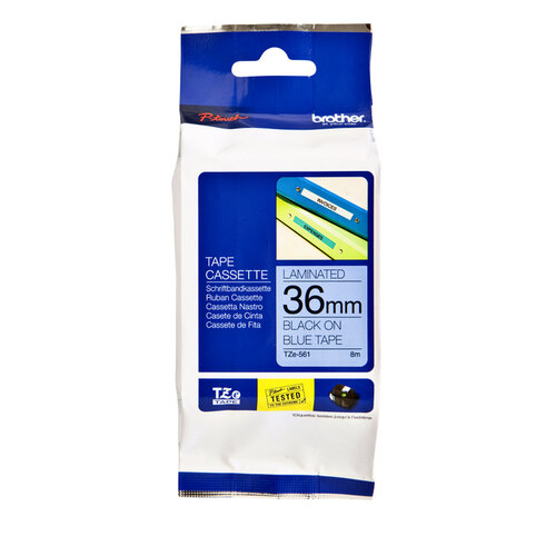 Brother Labeltape Brother P-touch TZE-561 36mm zwart op blauw