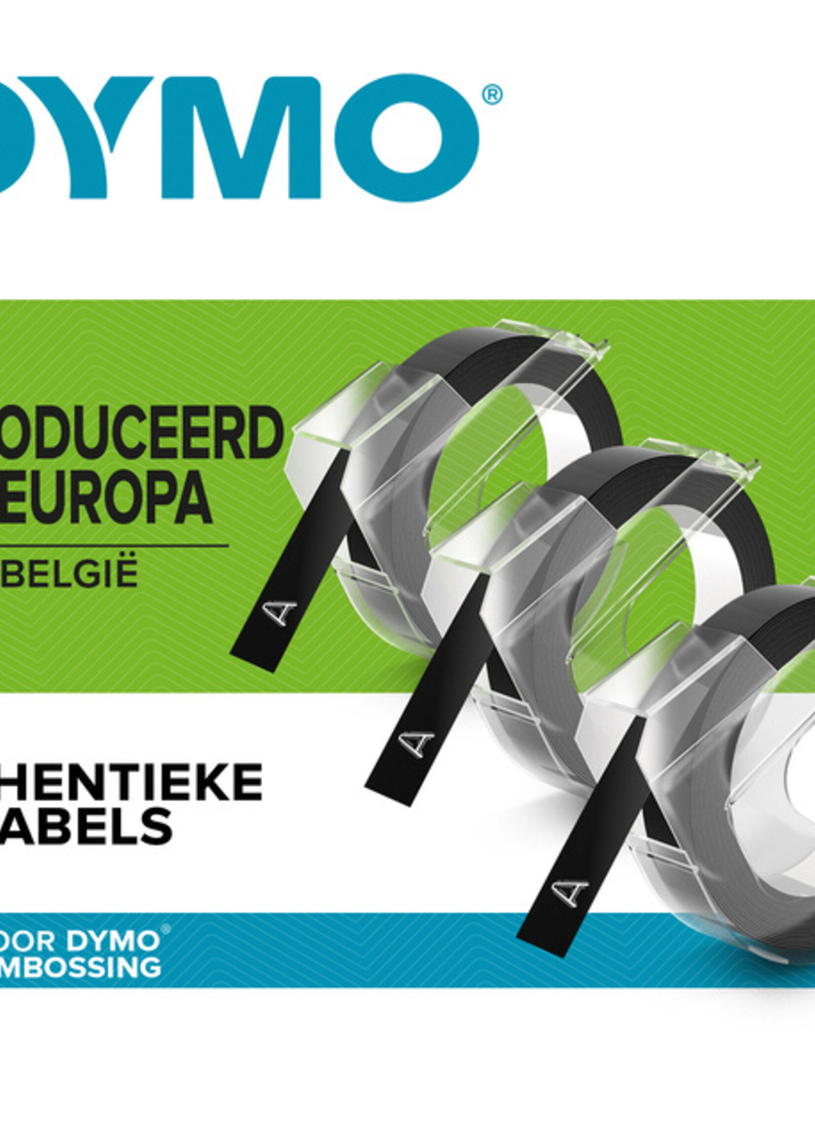 Dymo Labeltape Dymo rol 9mmx3M glossy vinyl prof zwart