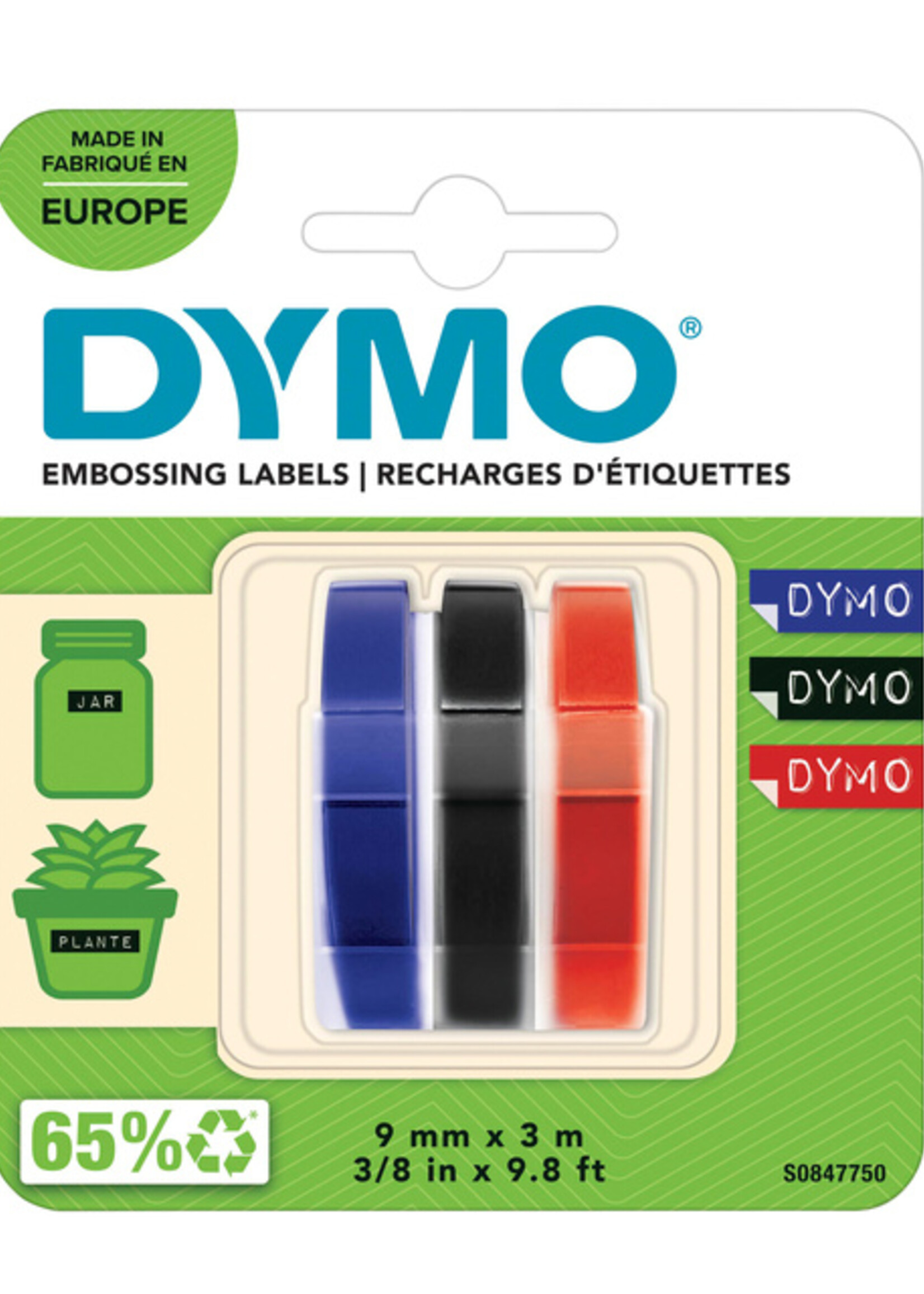 Dymo Ruban Dymo rouleau 9mmx3m vinyl brillant assorti