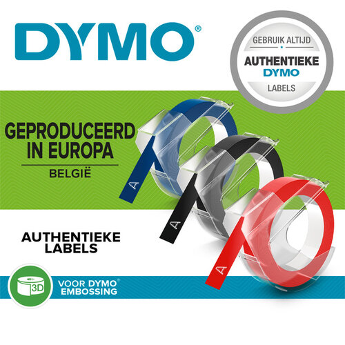 Dymo Labeltape Dymo rol 9mmx3M glossy vinyl assorti