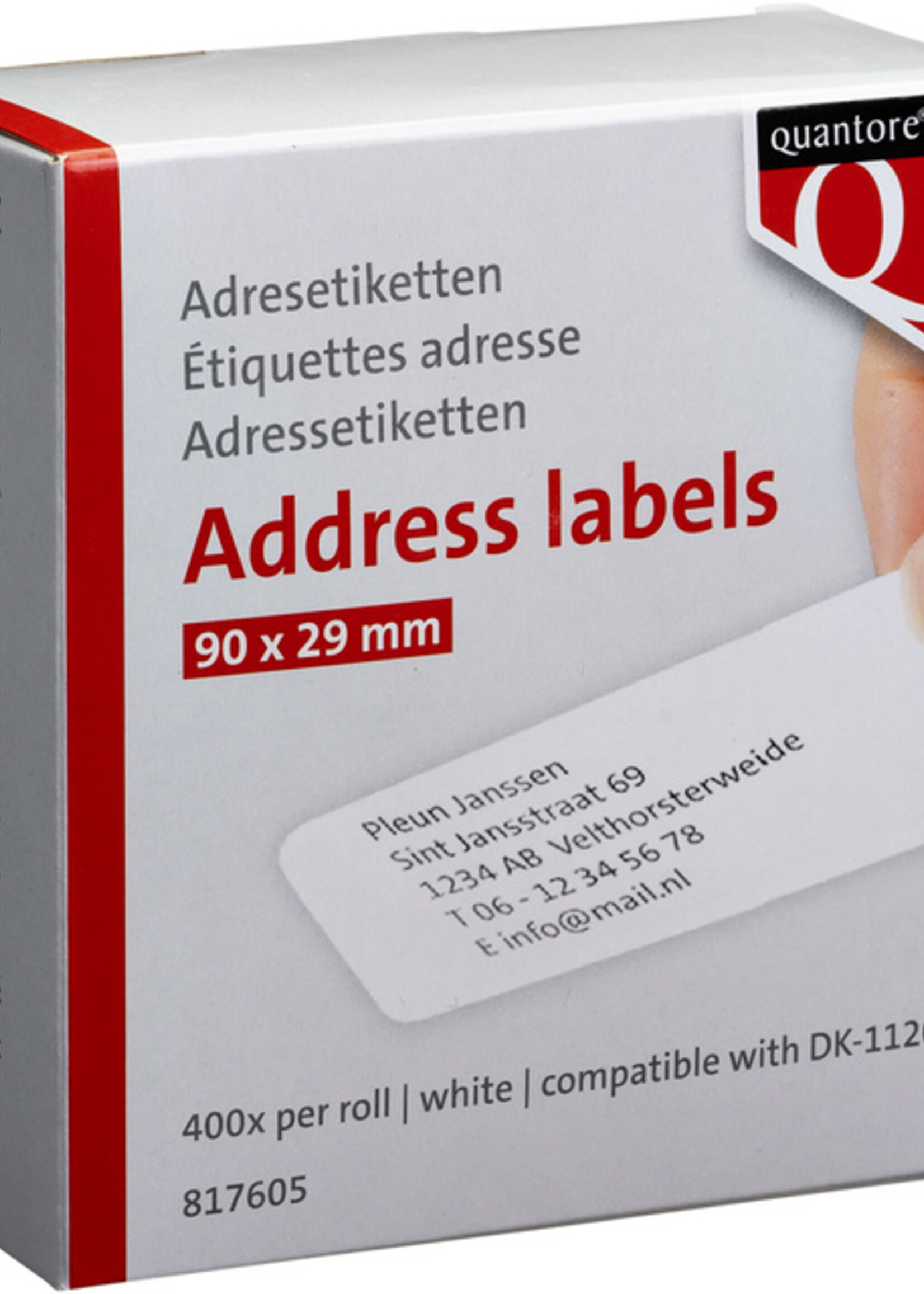 Quantore Etiquette Quantore DK-11201 29x90mm adresse blanc