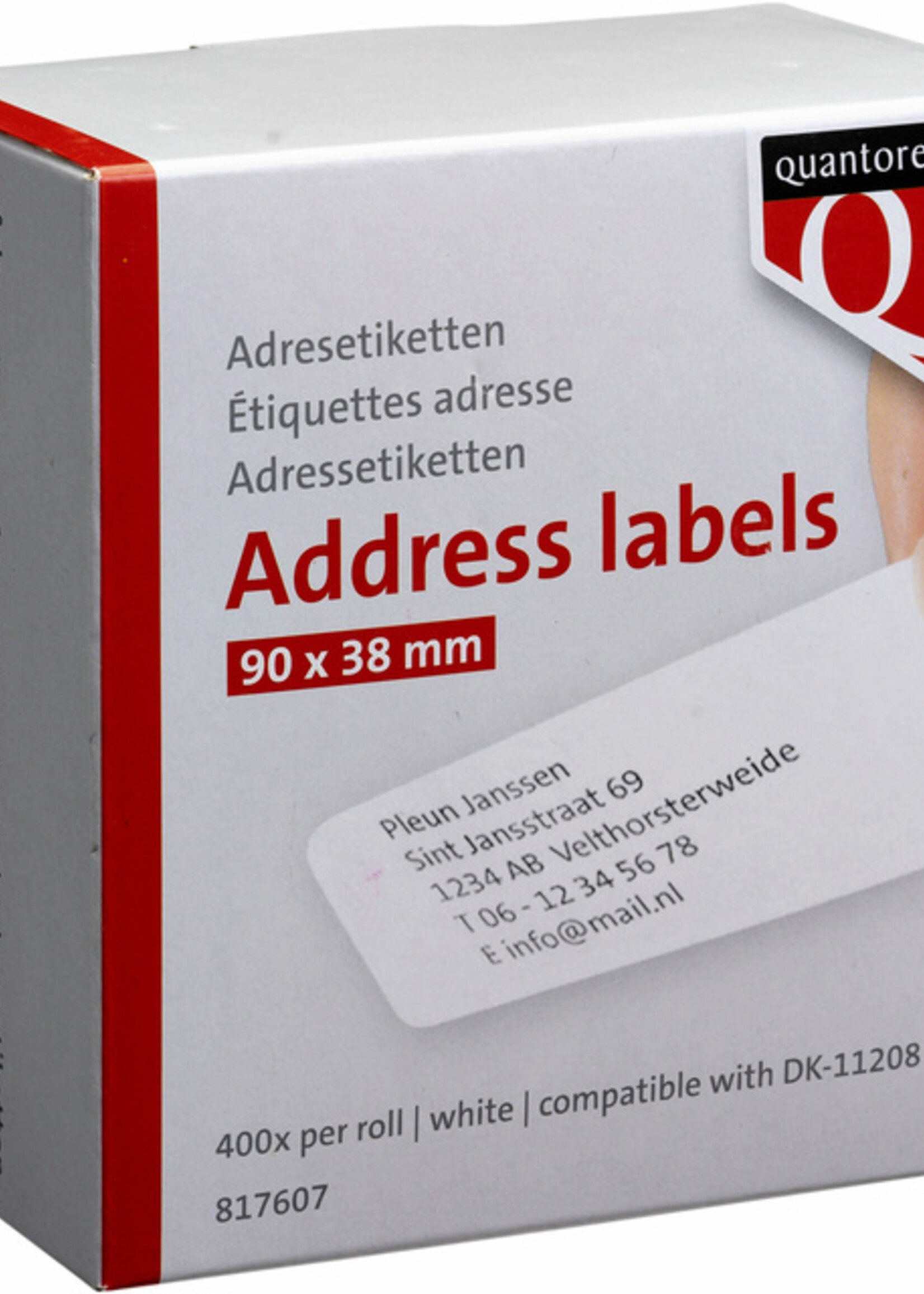 Quantore Etiquette Quantore dk-11208 38x90mm adresse blanc