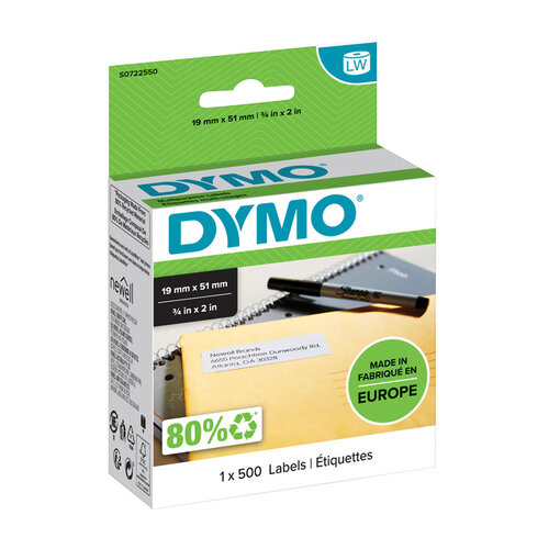 Dymo Etiket Dymo 11355 labelwriter 19x51mm verwijderbaar 500stuks