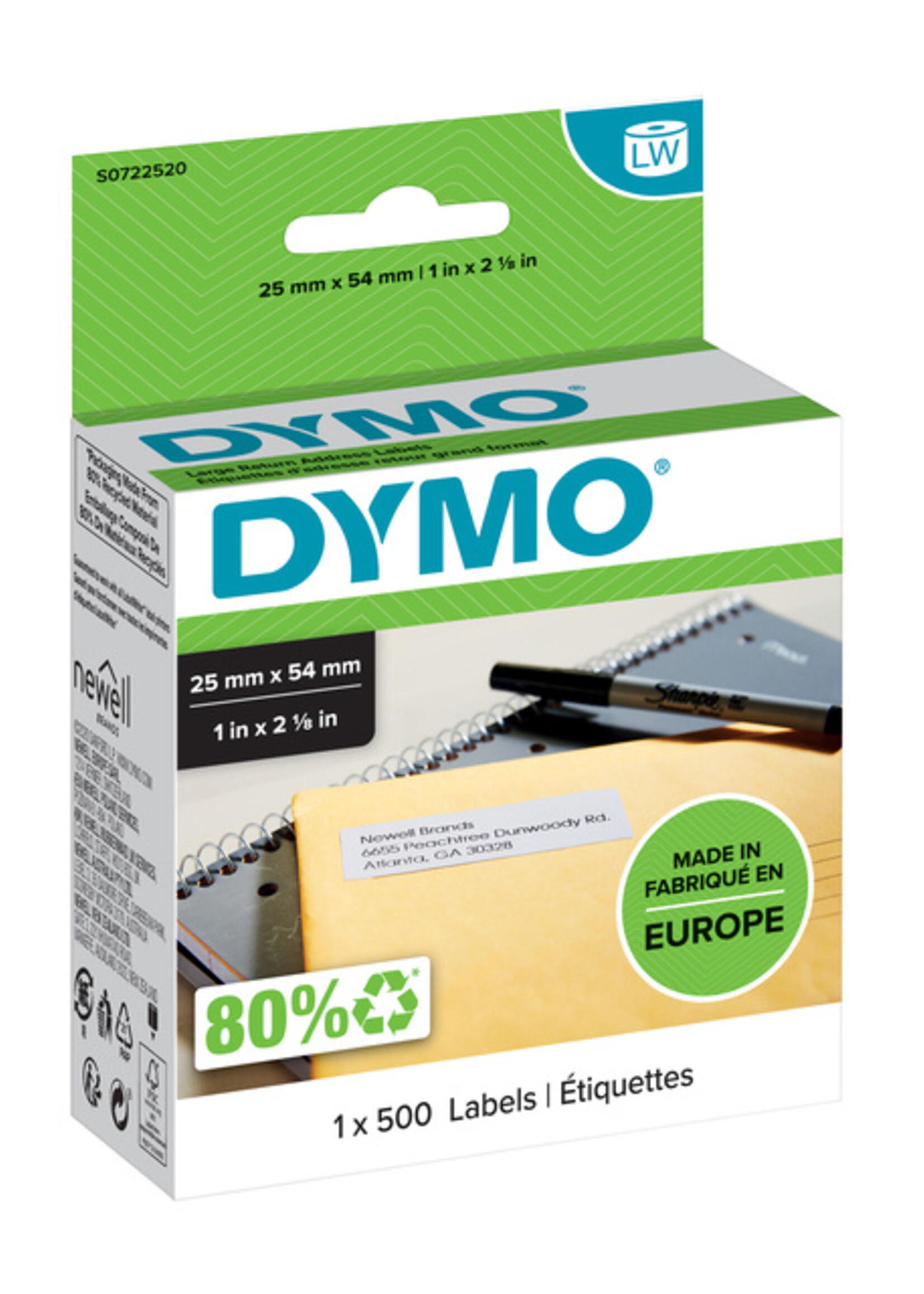 Dymo Étiquettes Dymo LabelWriter 11352 25x54mm 500pcs