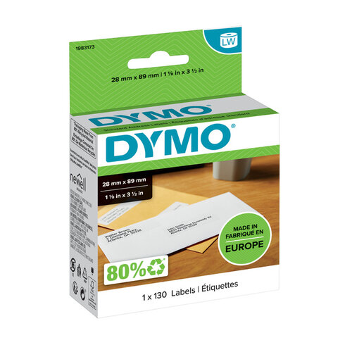 Dymo Etiket Dymo 19831 labelwriter 28x89mm adreslabel 130stuks