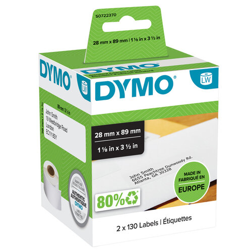 Dymo Etiquettes Dymo LabelWriter 99010 28x89mm 260 pièces