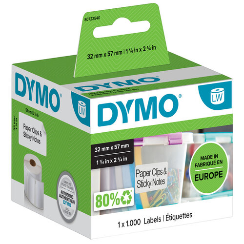 Dymo Etiket Dymo 11354 labelwriter 32x57mm verwijderbaar 1000stuks