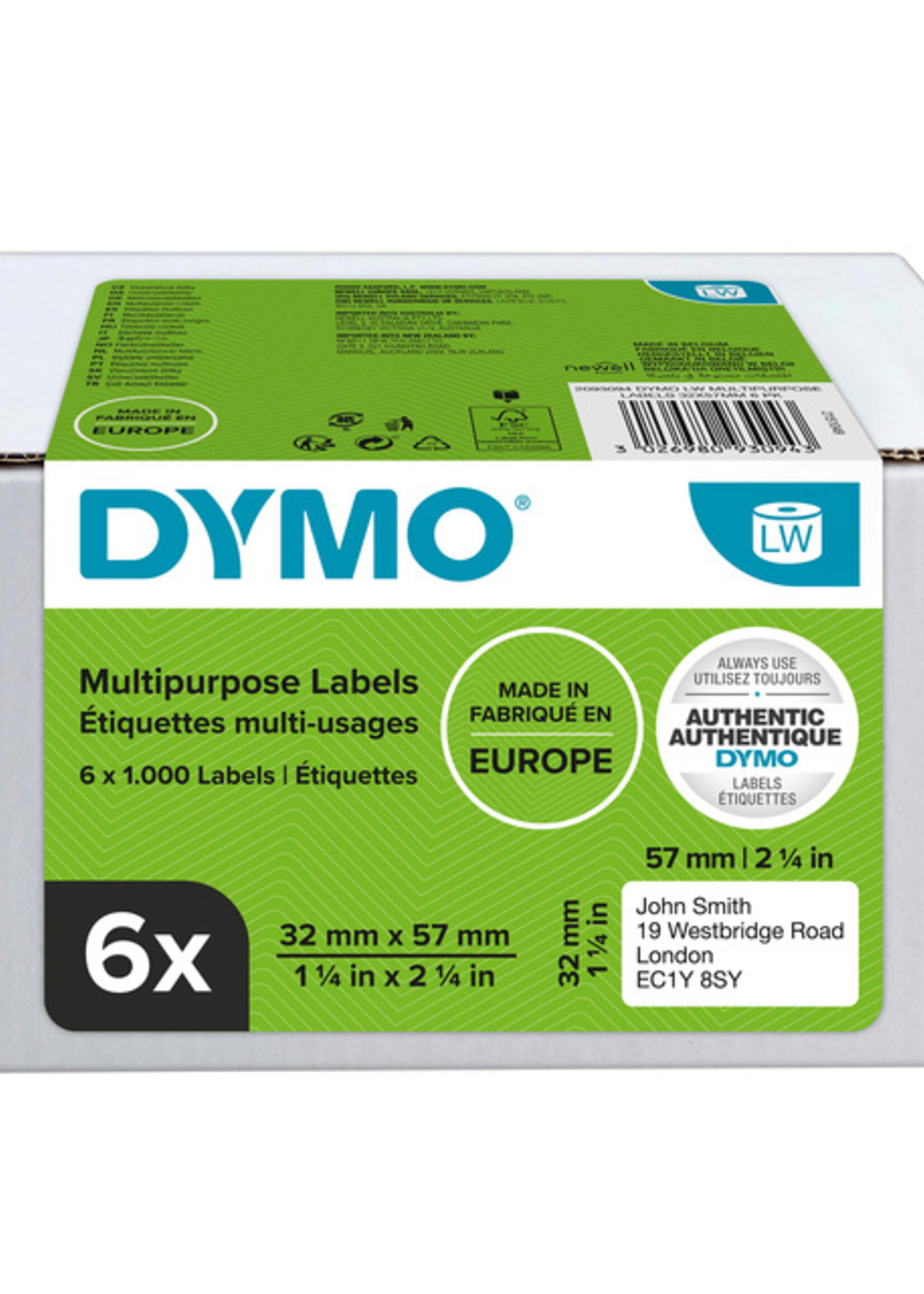 Dymo Etiquette Dymo 11354 LabelWriter 32x57mm 6000 pièces