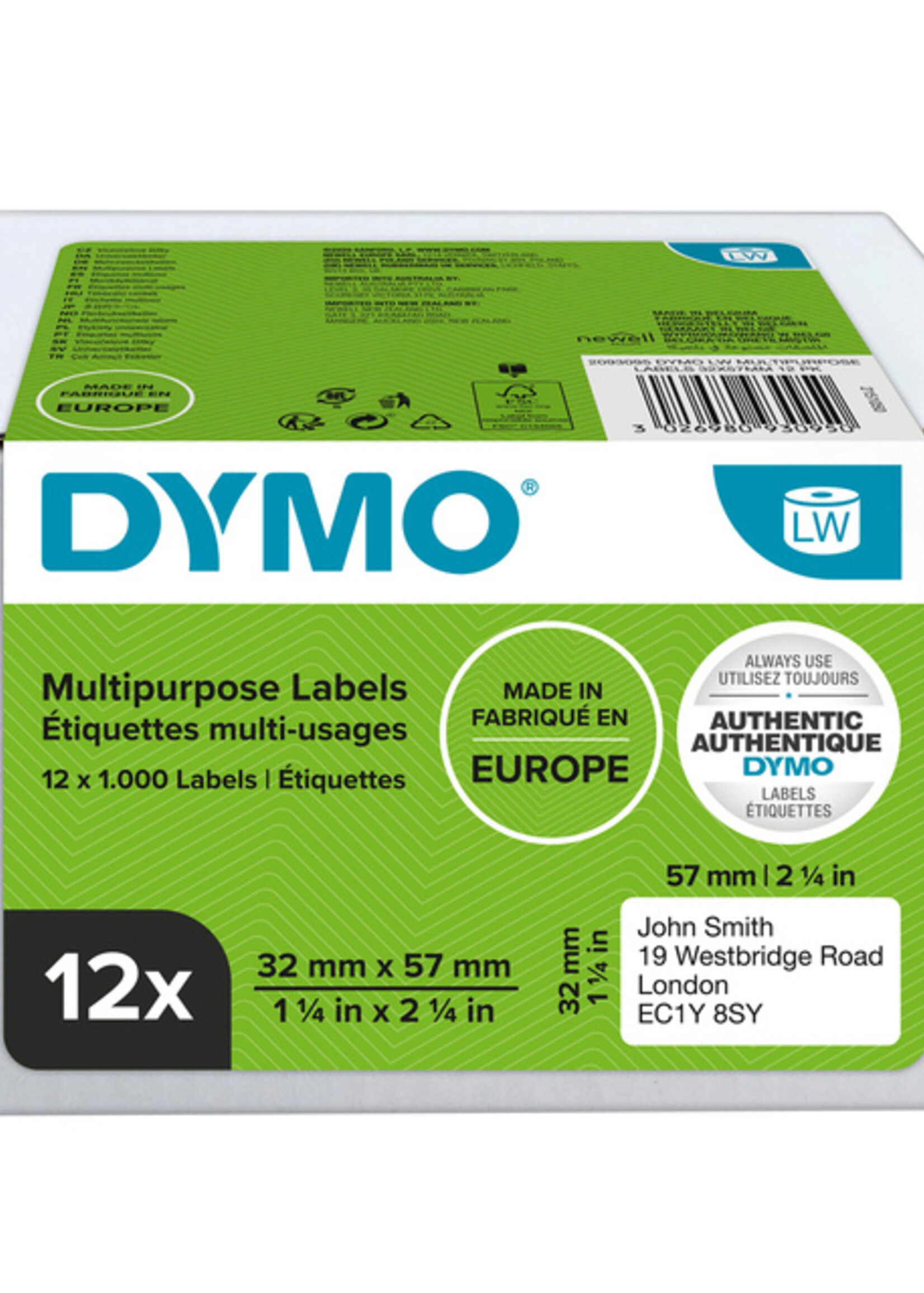 Dymo Etiquette adresse amovible Dymo 11354 LabelWriter 32x57mm 12000 pièces