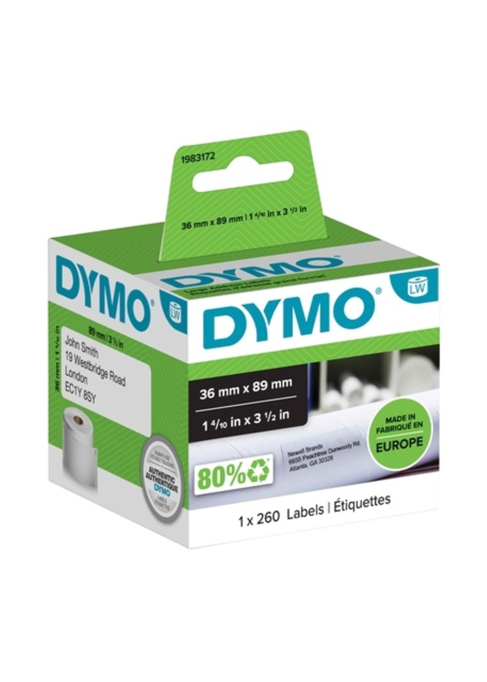 Dymo Etiquette Dymo 19831 LabelWriter 36x89mm 260 pièces