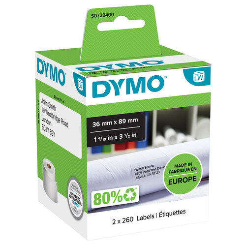 Dymo Etiket Dymo 99012 labelwriter 36x89mm adreslabel 520stuks