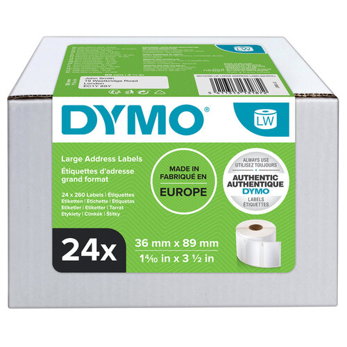 Dymo Etiket Dymo 13187 labelwriter 36x89mm adreslabel 6240stuks