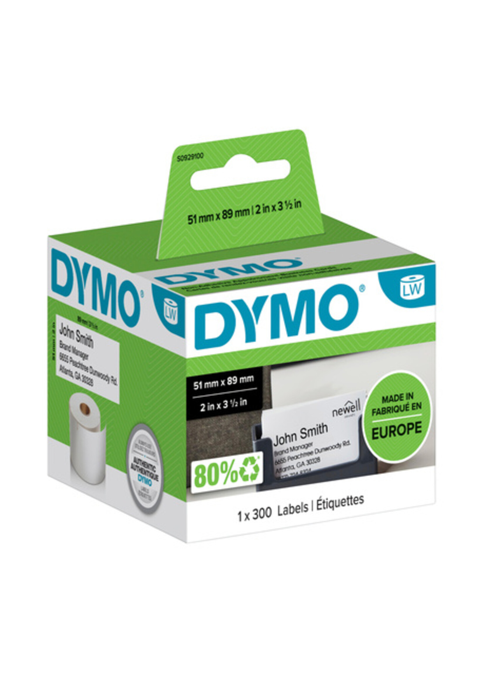 Dymo Etiket Dymo 92910 labelwriter 51x89mm naamkaart 300stuks