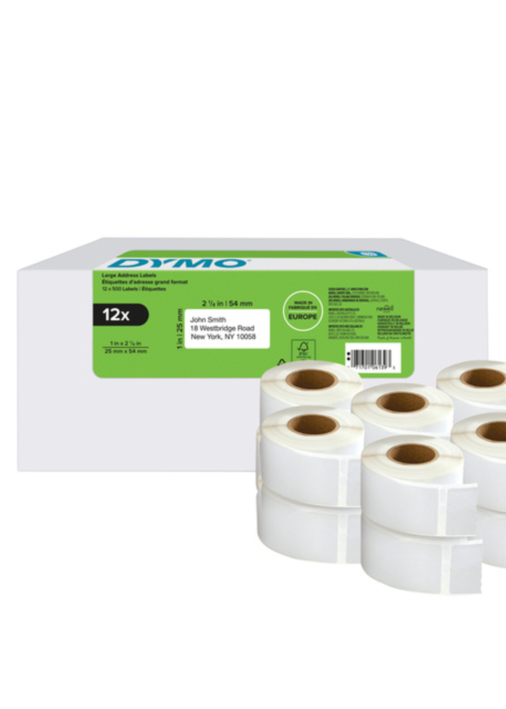 Dymo Etiquette Dymo 2177563 LabelWriter adresse 25x54mm blanc 12x 500 pièces