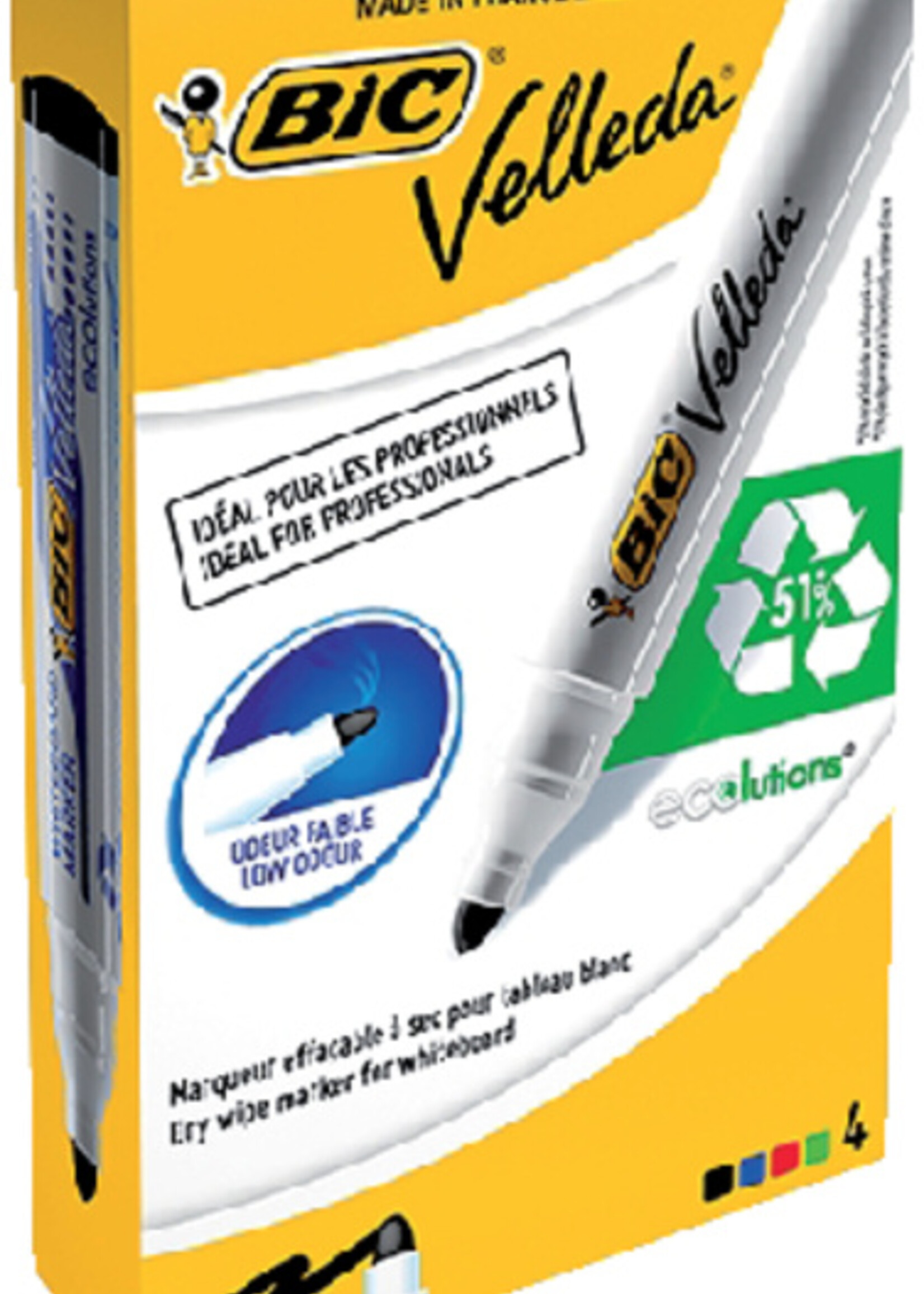 Bic Feutre pour tableau blanc BIC 1704 ogive 1.4mm ass 4 pièces