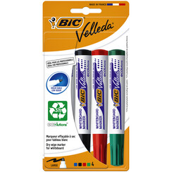 Feutre BIC 1704 tableau blanc ogive assorti 1,4mm blister 4 pièces