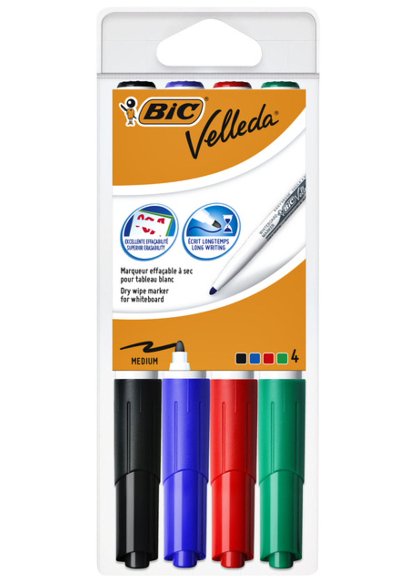 Bic Viltstift Bic 1744 whiteboard rond ass 1.4mm blister à 4st