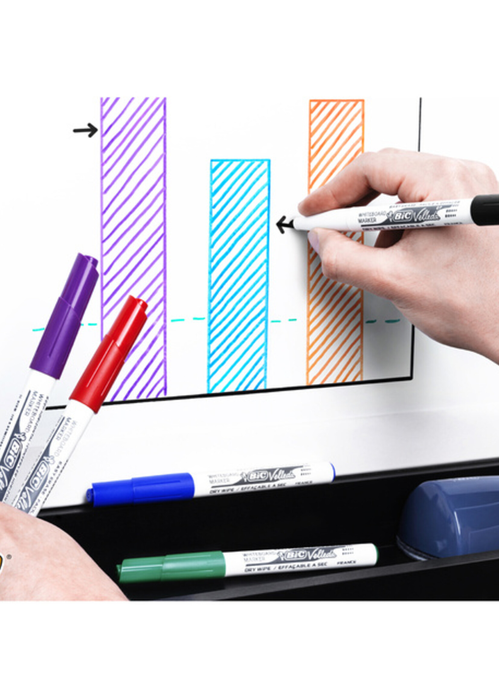 Bic Viltstift Bic 1744 whiteboard rond ass 1.4mm blister à 4st