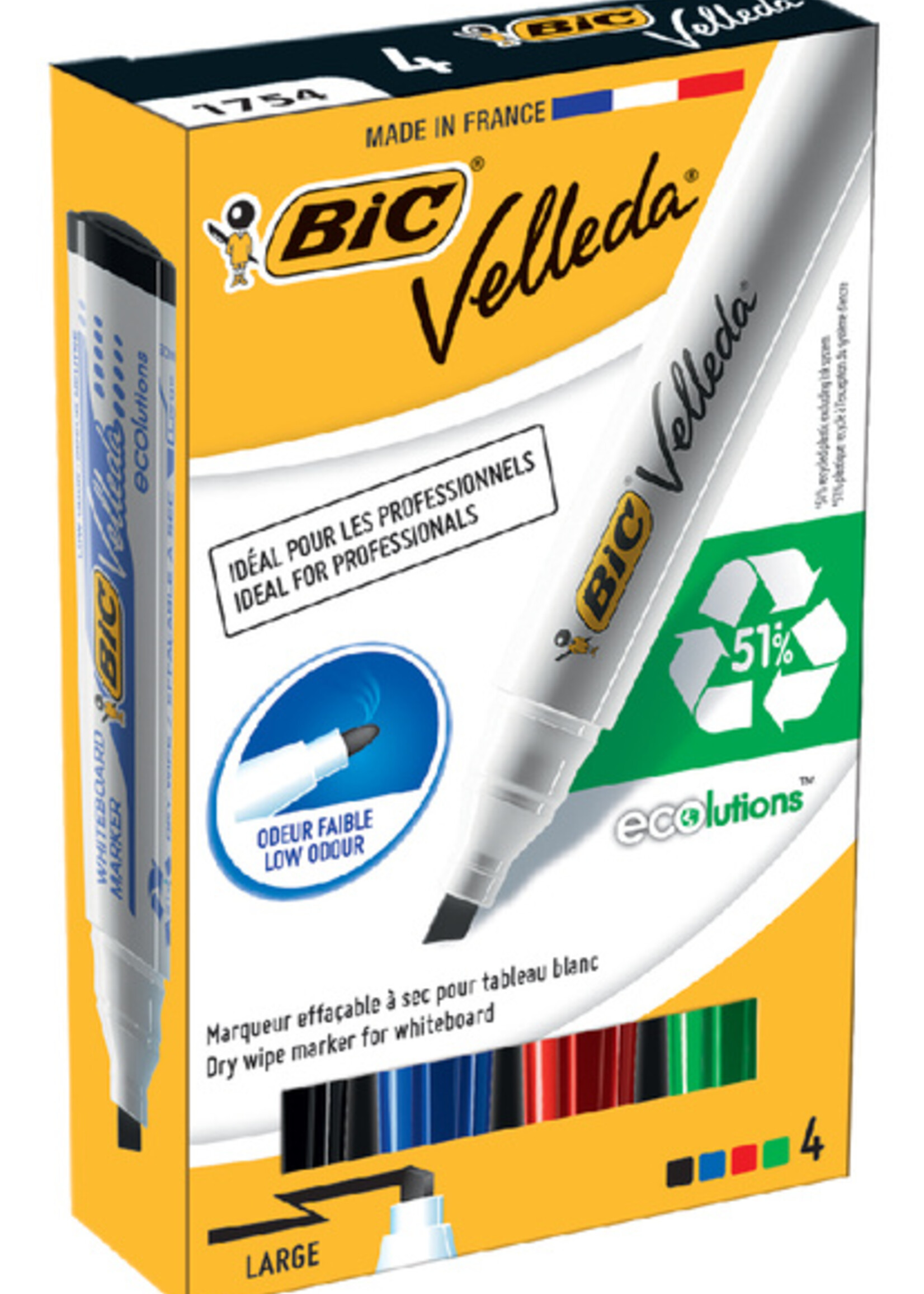 Bic Marqueur tableau blanc BIC 1751 biseau assorti 3,7-5,5mm 4pcs