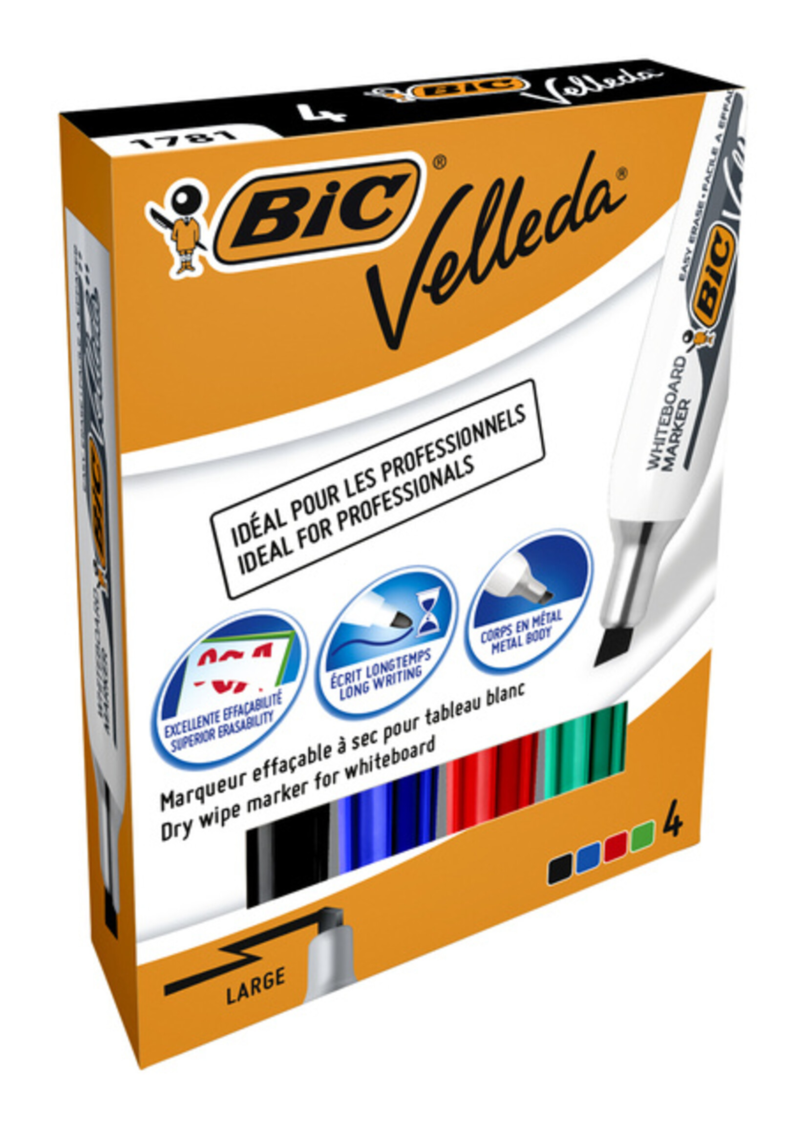 Bic Viltstift Bic 1781 whiteboard schuin ass 3.2-5.5mm set à 4st