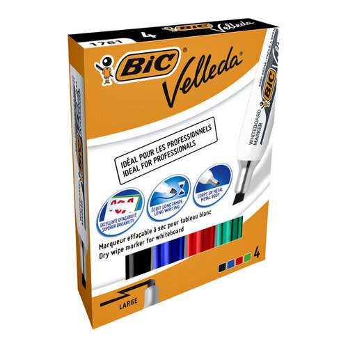 Bic Viltstift Bic 1781 whiteboard schuin ass 3.2-5.5mm set à 4st