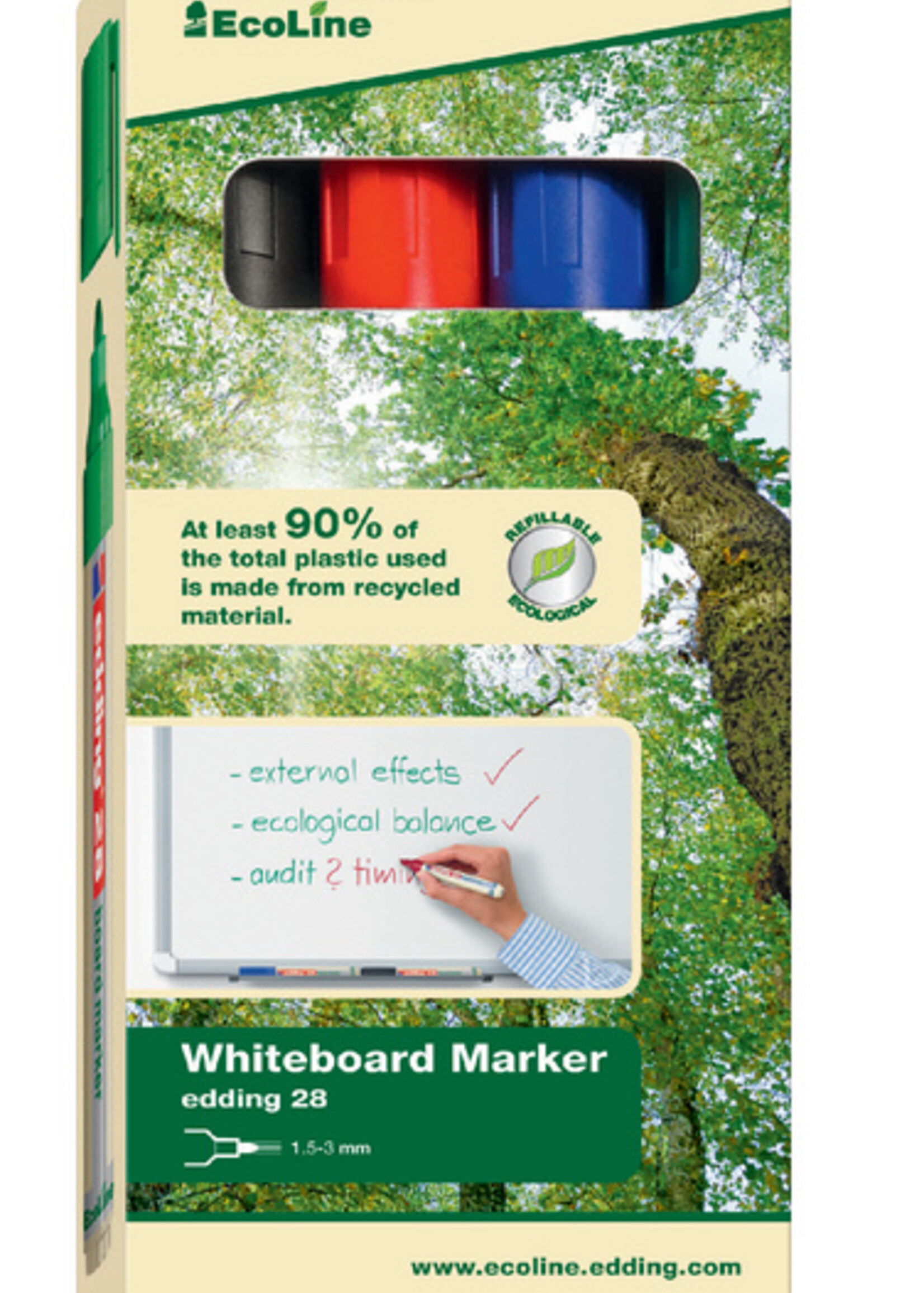 edding Ecoline Viltstift edding 28 whiteboard Ecoline rond assorti 1.5-3mm 4st