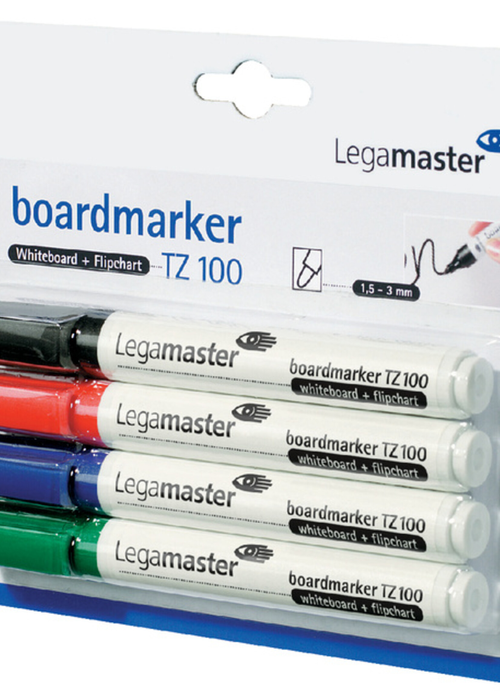 Legamaster Viltstift Legamaster TZ100 whiteboard rond ass 1.5-3mm 4st