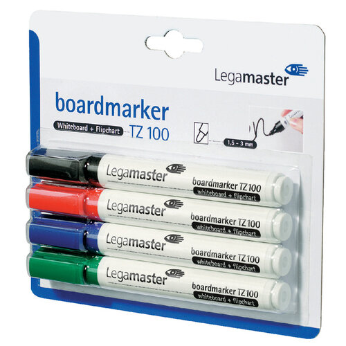 Legamaster Viltstift Legamaster TZ100 whiteboard rond ass 1.5-3mm 4st