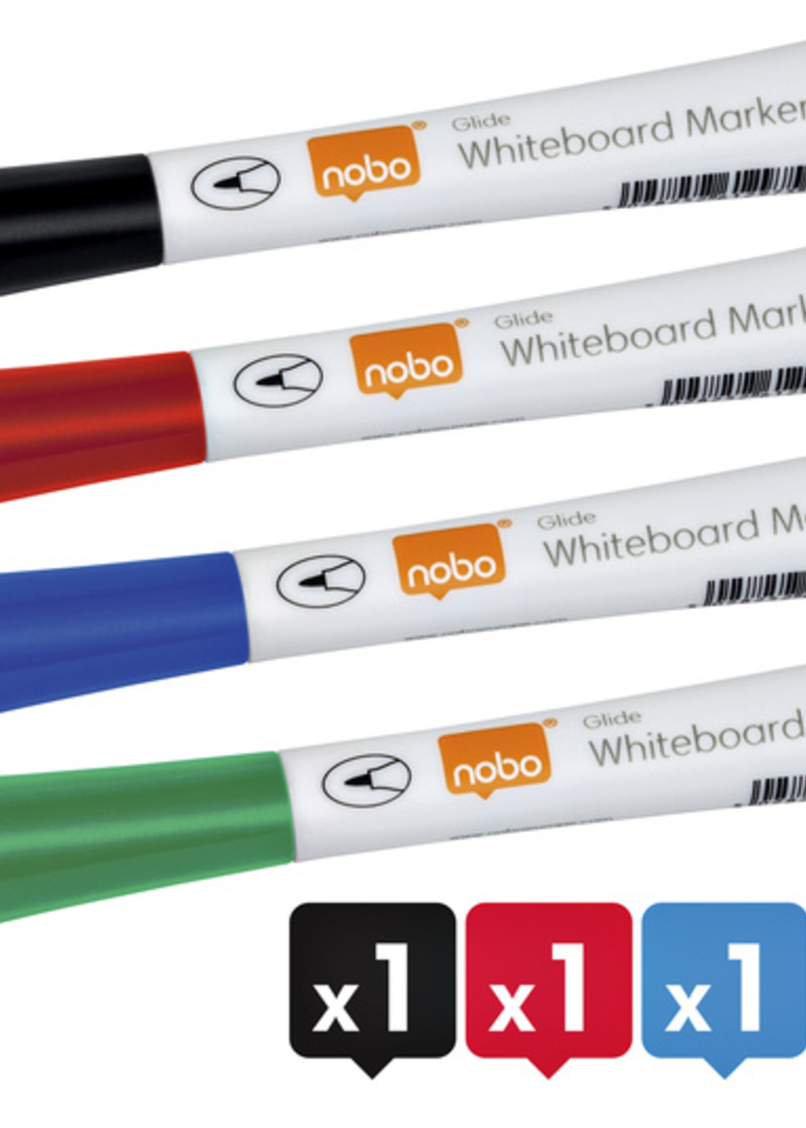 Nobo Viltstift Nobo whiteboard Glide rond assorti 1mm 4st