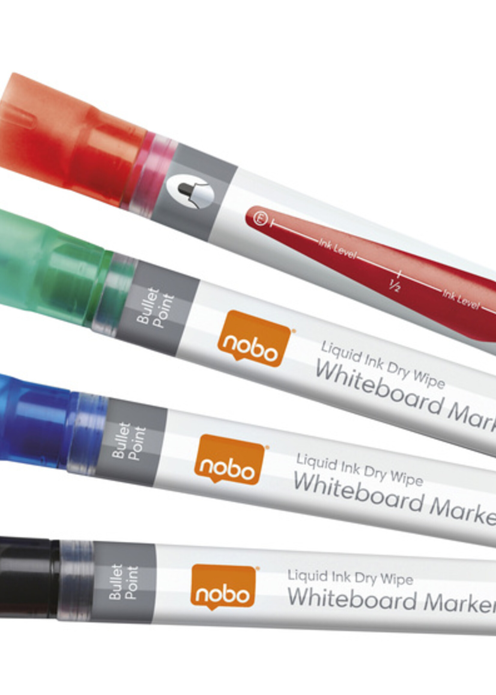 Nobo Viltstift Nobo whiteboard Liquid ink drymarker rond assorti 3mm 4st