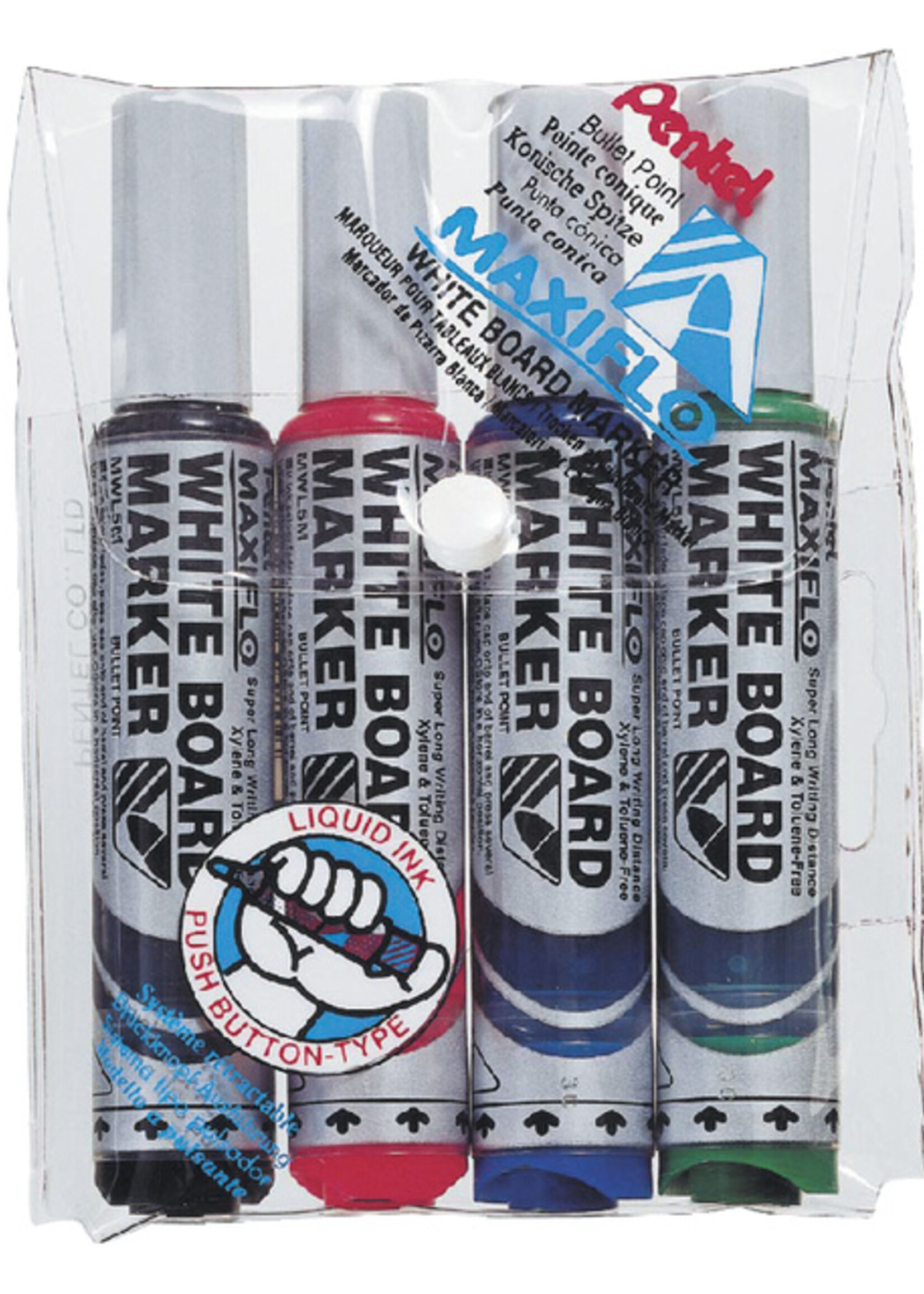 Pentel Viltstift Pentel MWL5M Maxiflo whiteboard assorti 3mm 4stuks