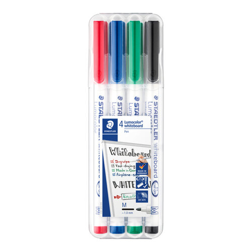 Staedtler Feutre tableau blanc Staedter 301 ogive 1mm 4 pces assorti