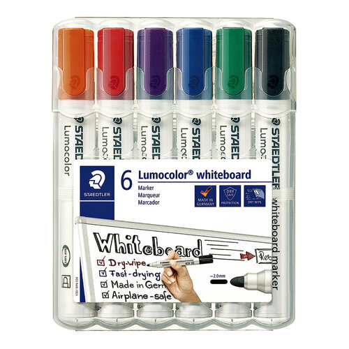 Staedtler Viltstift Staedtler Lumocolor 351 whiteboard set à 6 stuks assorti