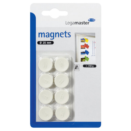 Legamaster Magneet Legamaster 20mm 250gr wit 8stuks