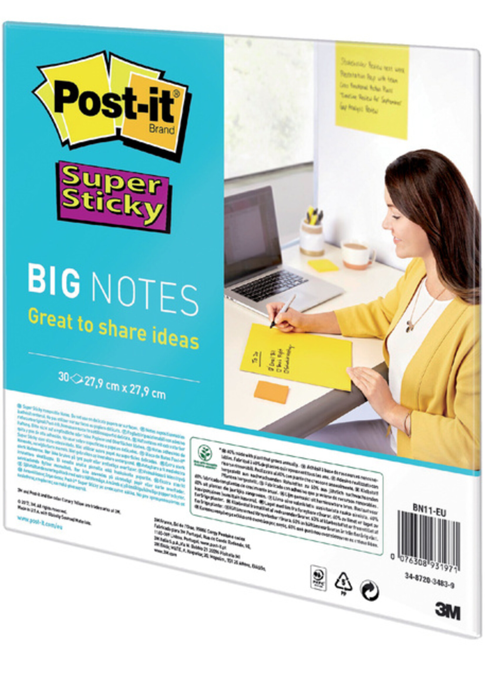 Post-it Scrum Big Notes 3M Post-it 27,9x27,9cm jaune