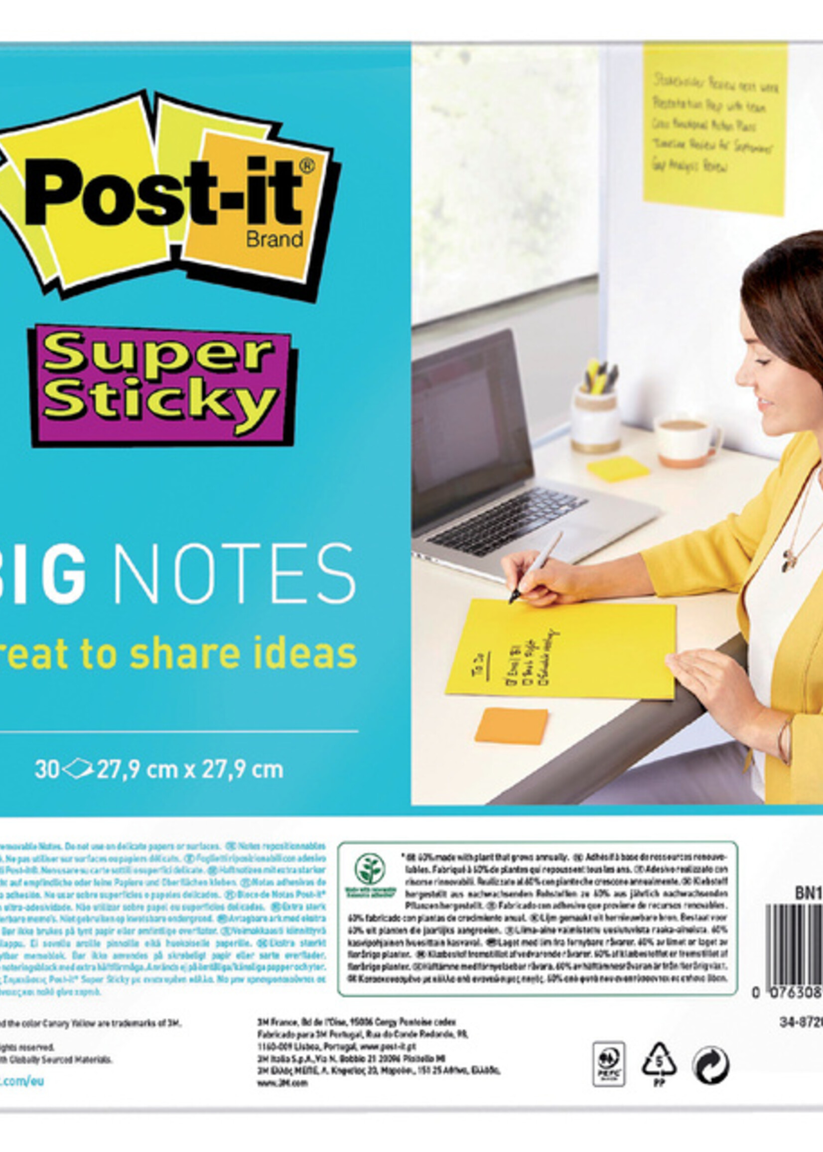 Post-it Scrum Big Notes 3M Post-it 27,9x27,9cm jaune