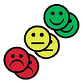 Smit Visual Aimant Smiley 5cm 2x jaune 2x vert 2x rouge