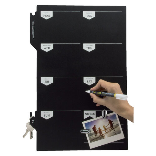 Securit Krijtbord securit silhouette weekplanner zwart + 1 marker