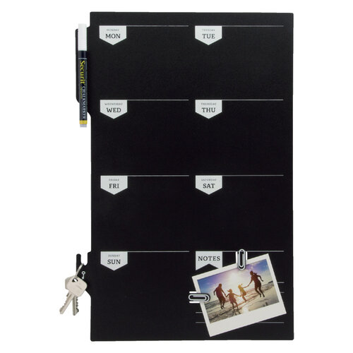 Securit Krijtbord securit silhouette weekplanner zwart + 1 marker