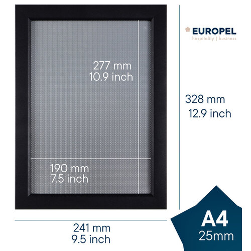 Europel Cadre clipsable Europel A4 25mm noir mat