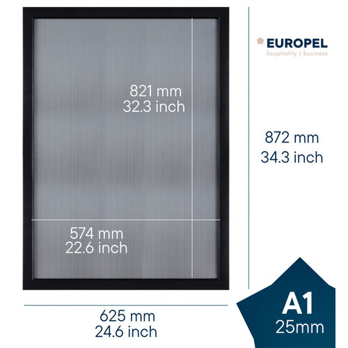 Europel Cadre clipsable Europel A1 25mm noir mat