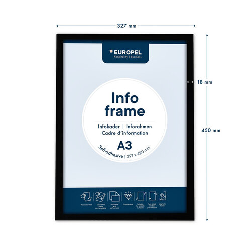 Europel Infokader Europel zelfklevend A3 zwart