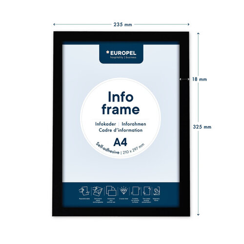 Europel Infokader Europel zelfklevend A4 zwart