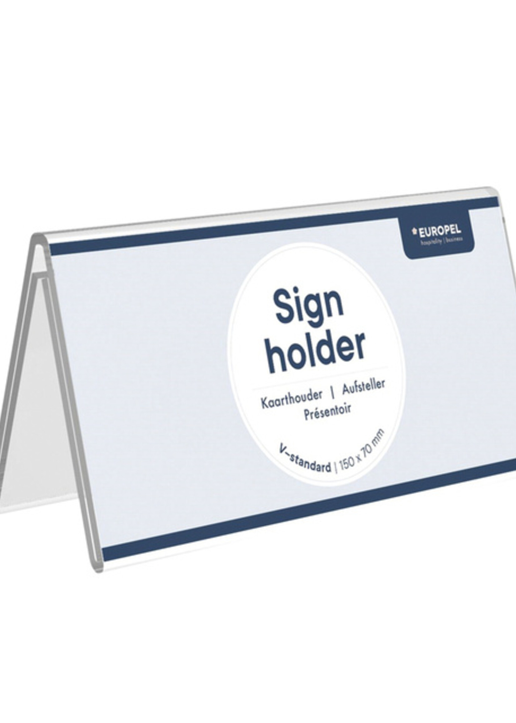 Europel Tafelnaambord Europel V-standaard 150mmx70mm acryl