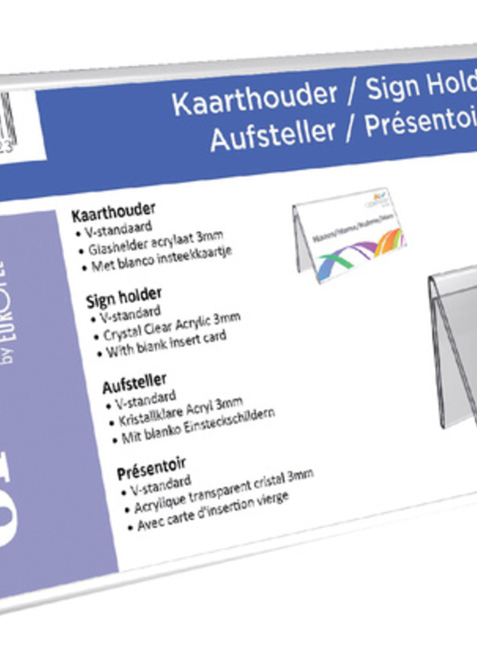 Europel Kaarthouder Europel V-standaard A6 21 x 10cm acryl