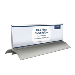 Porte-nom de table Europel 61x210mm acryl et aluminium