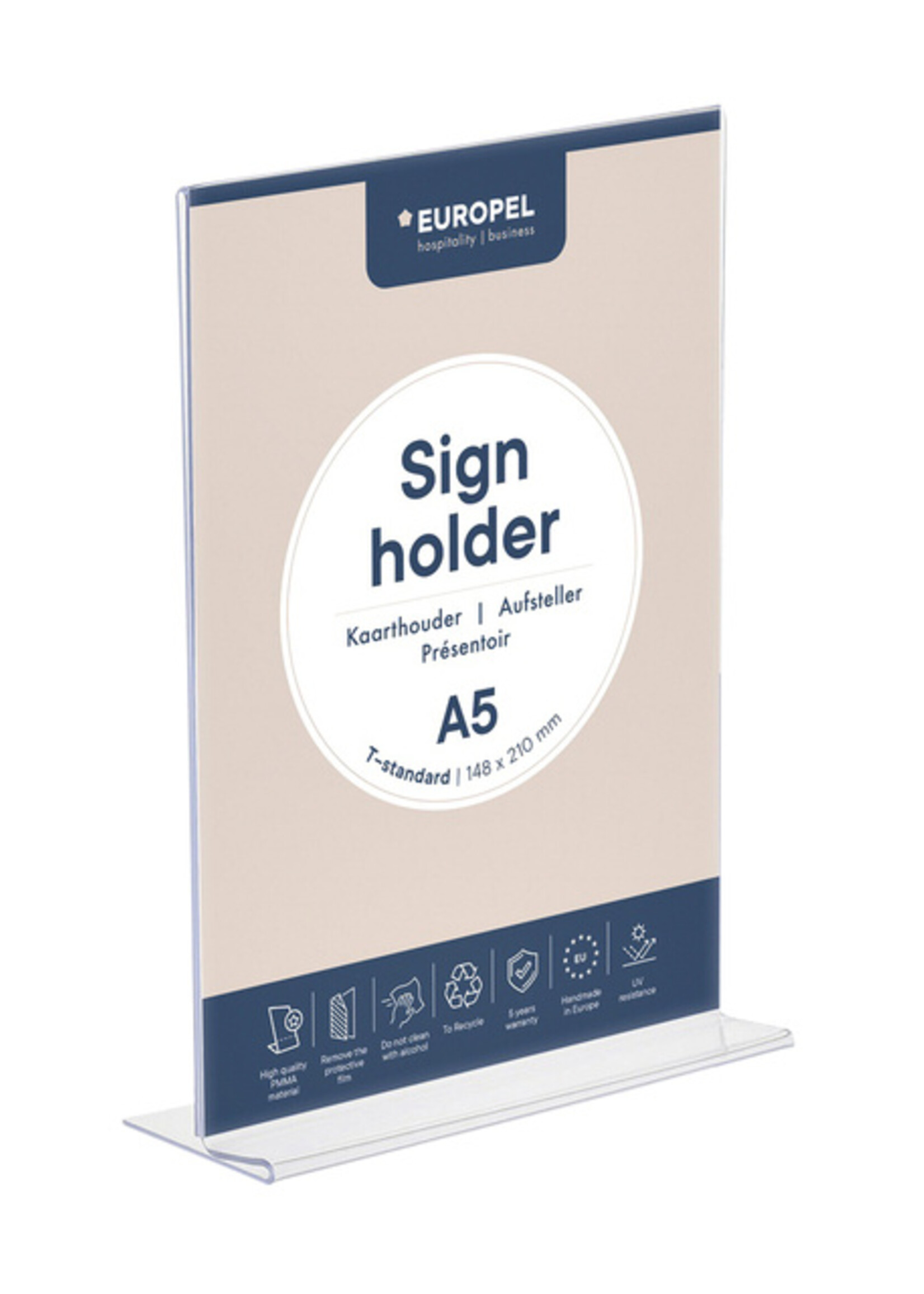 Europel Kaarthouder Europel T-standaard A5 staand acryl