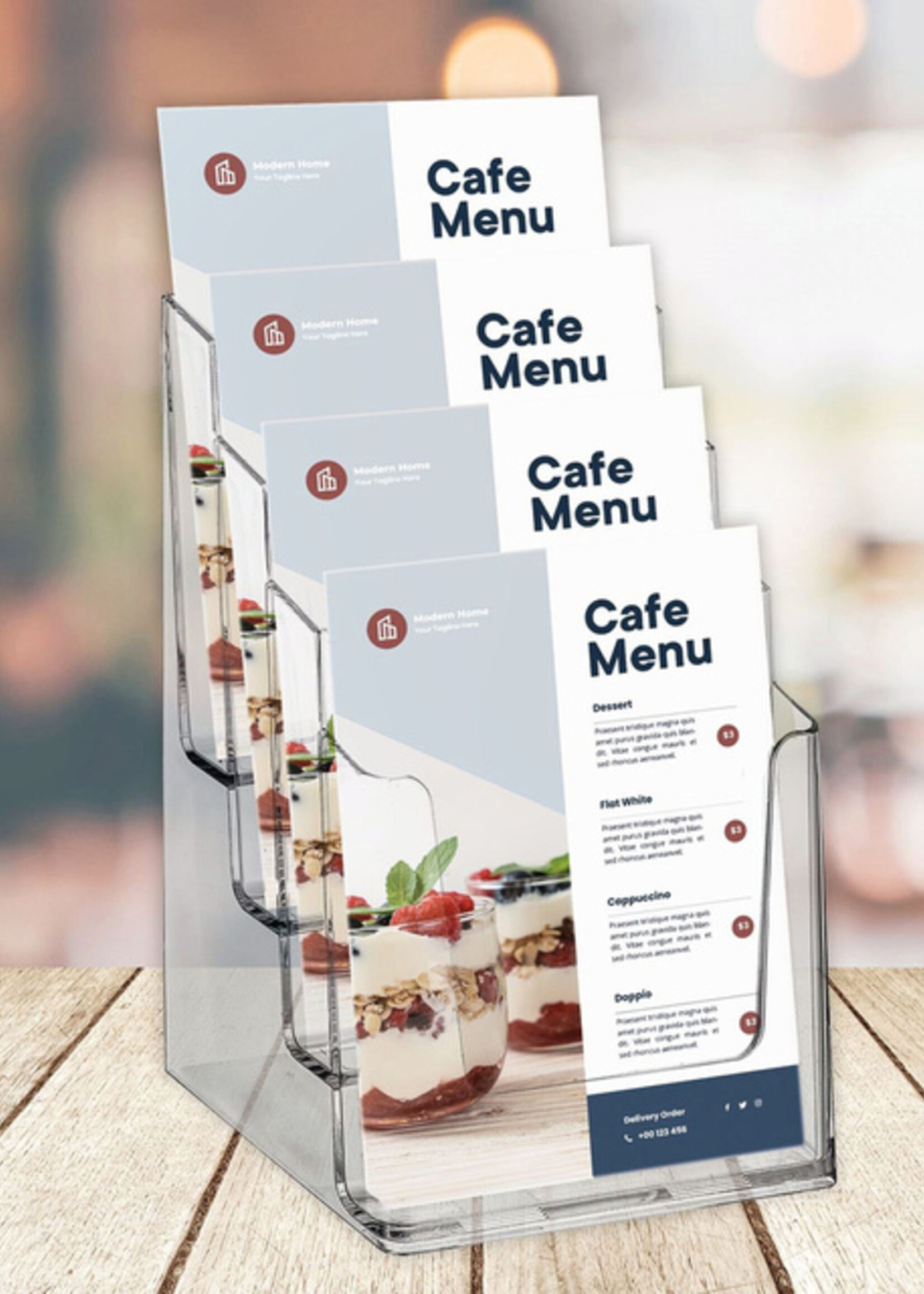 Europel Porte-brochures Europel 4 compartiments A5 acryl